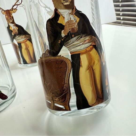 PaperProducts Design drinkware set 12.5 Oz drinking glasses Buck Fox whimsical - Picture 6 of 8
